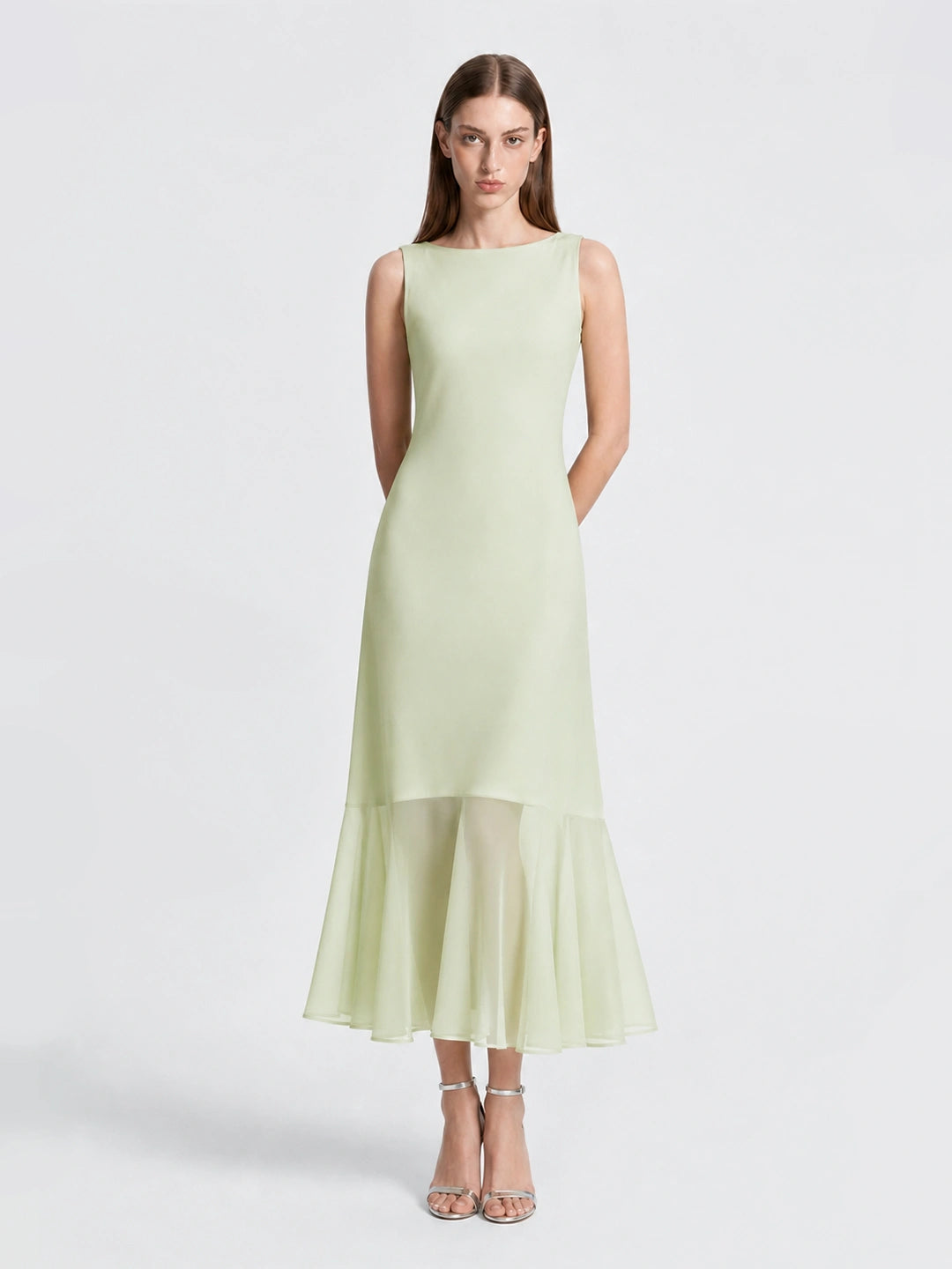 Elegant Chiffon Hem Mermaid Dress Acetate Midi LBD