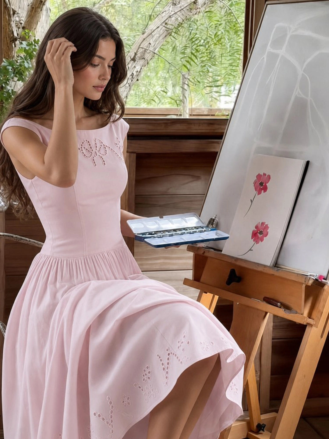 Exquisite Boat Neck Fil-Coupé Dress Main image