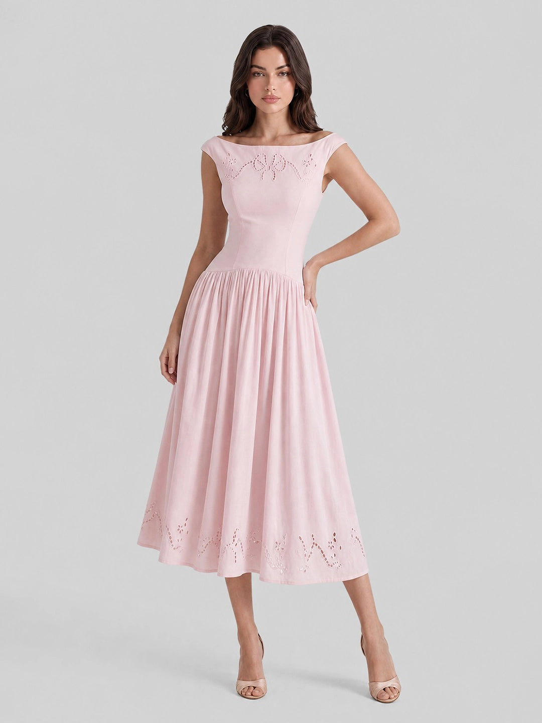 Exquisite Boat Neck Fil-Coupé Dress Secondary image
