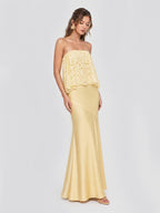Lace Patchwork Satin Bandeau Dress