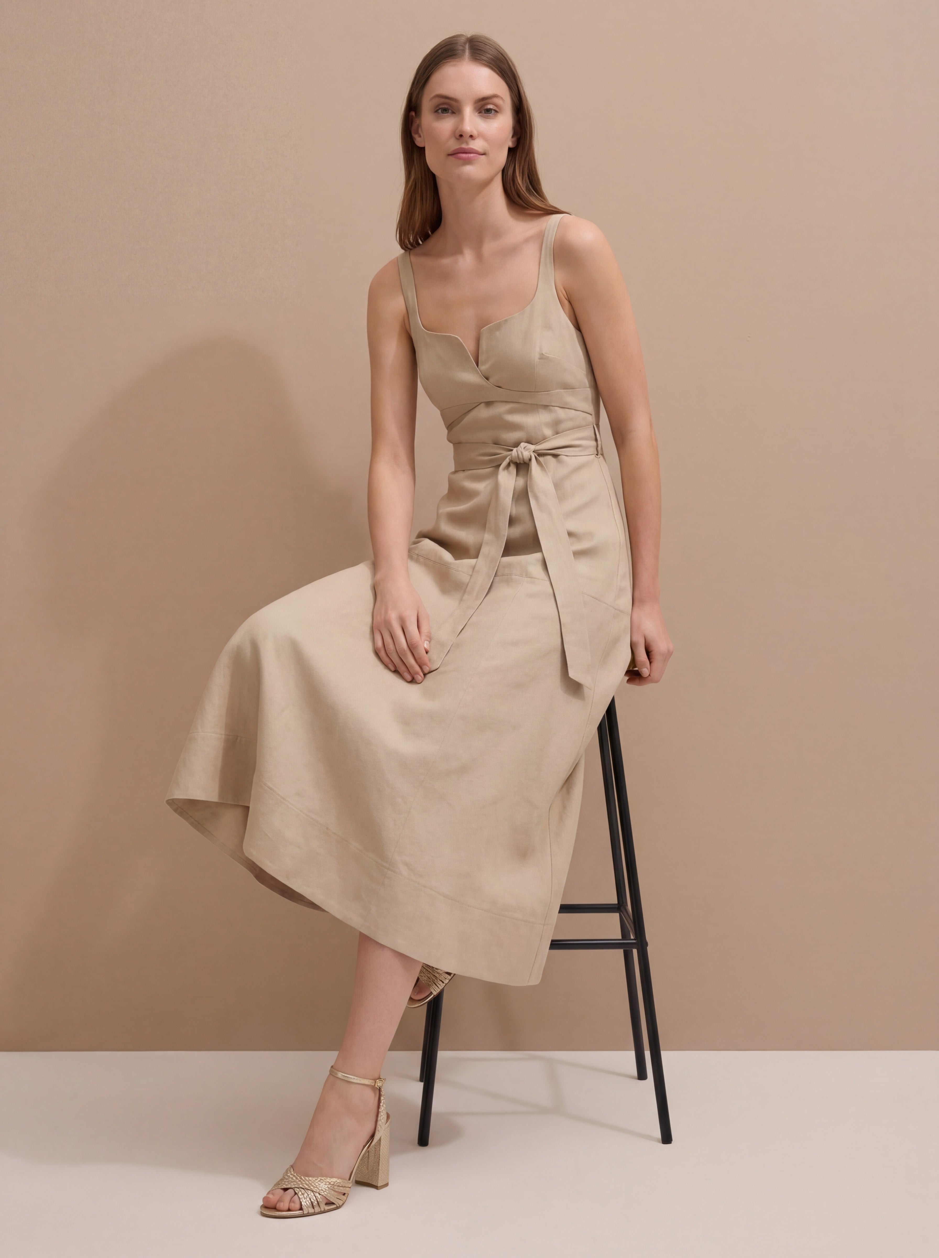 Sweetheart Neck Wrap Tie Slim Fit Maxi Dress