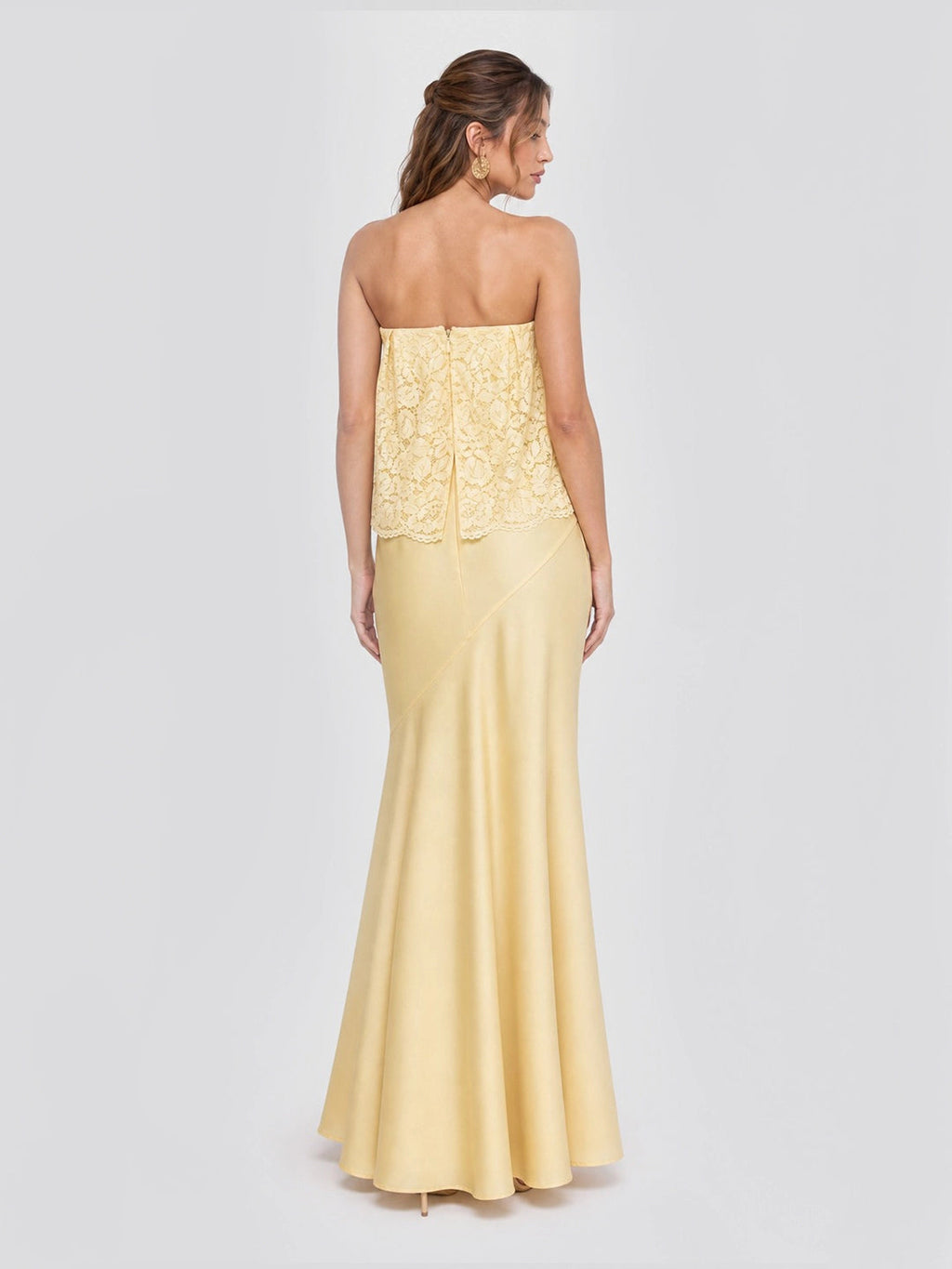 Lace Patchwork Satin Bandeau Dress