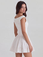 Chic Boat Neck Broderie Anglaise Dress