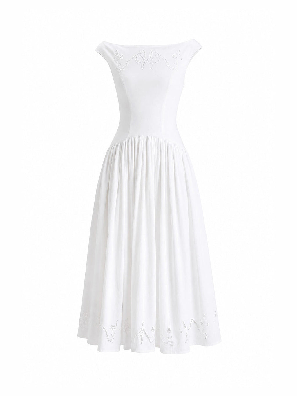 Exquisite Boat Neck Fil-Coupé Dress