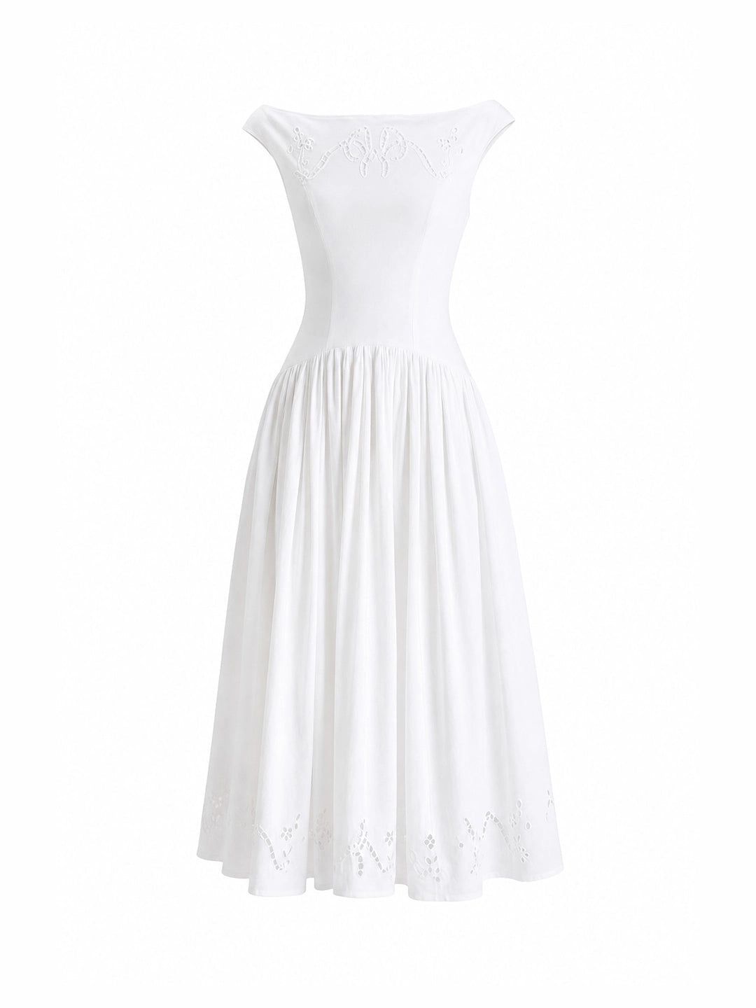 Exquisite Boat Neck Fil-Coupé Dress