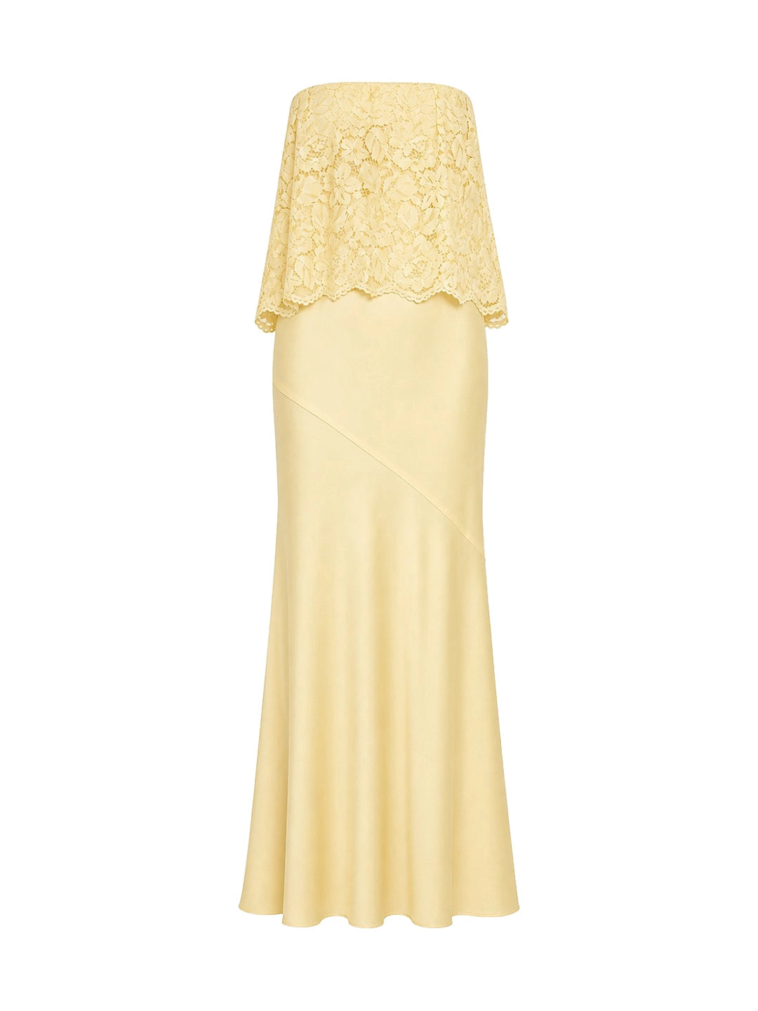 Lace Patchwork Satin Bandeau Dress