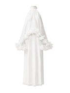 Halter Cape Gown with Floral Trim