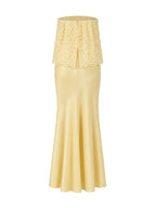 Lace Patchwork Satin Bandeau Dress