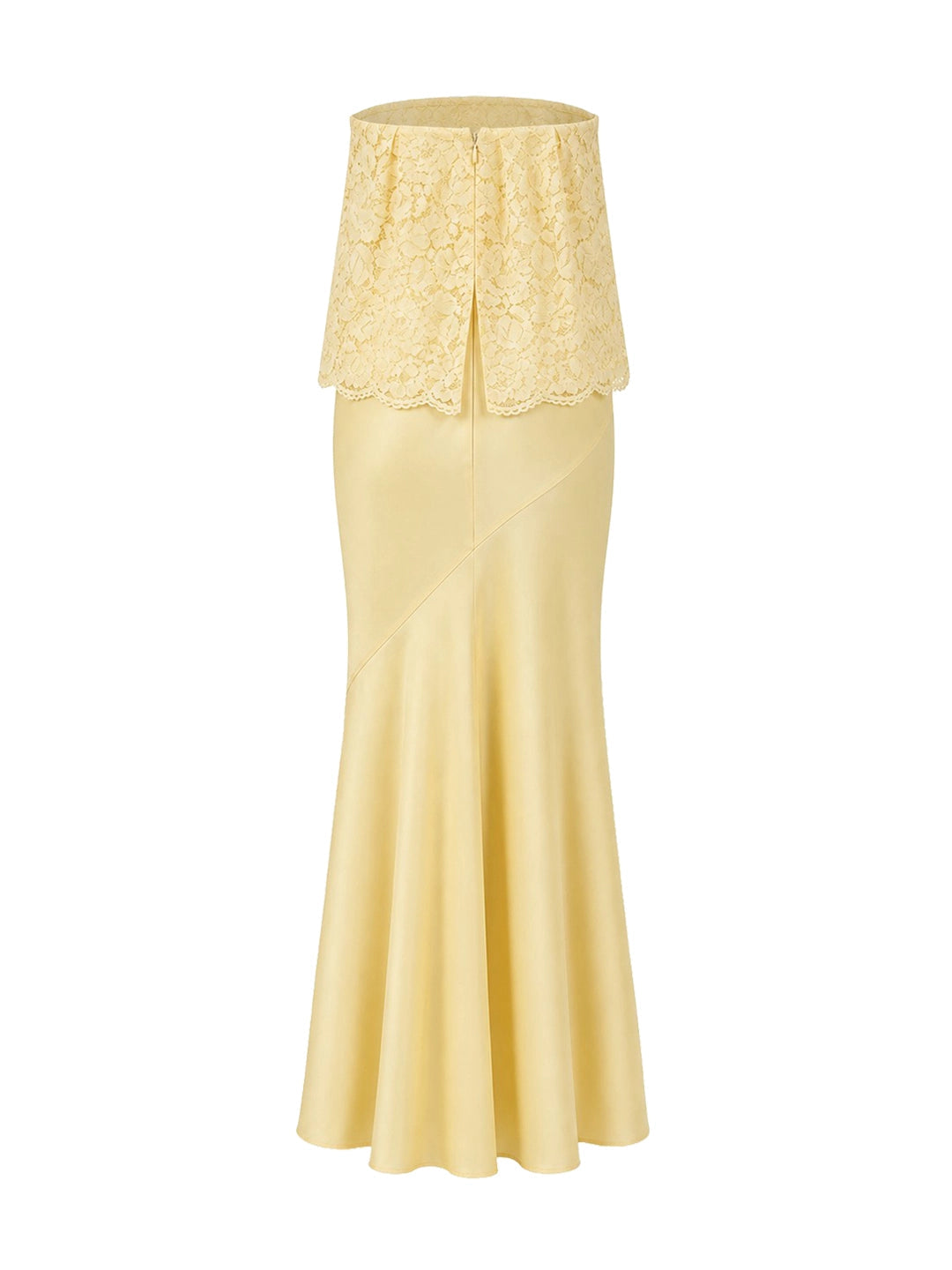 Lace Patchwork Satin Bandeau Dress
