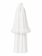 Halter Cape Gown with Floral Trim