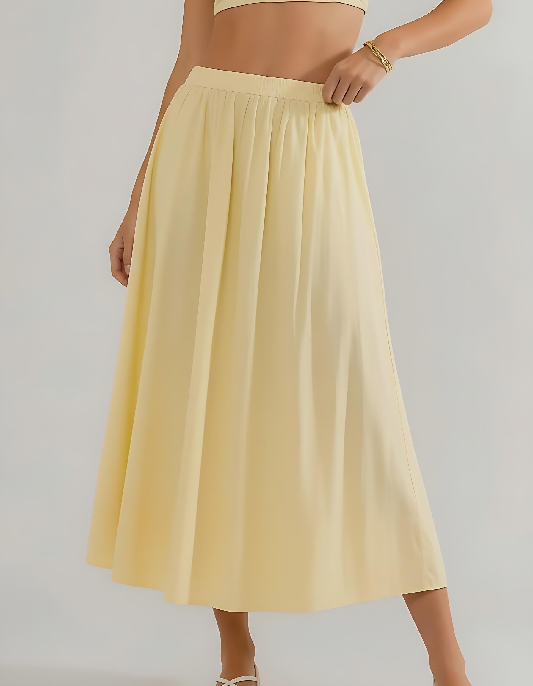 A-line Satin Midi Skirt