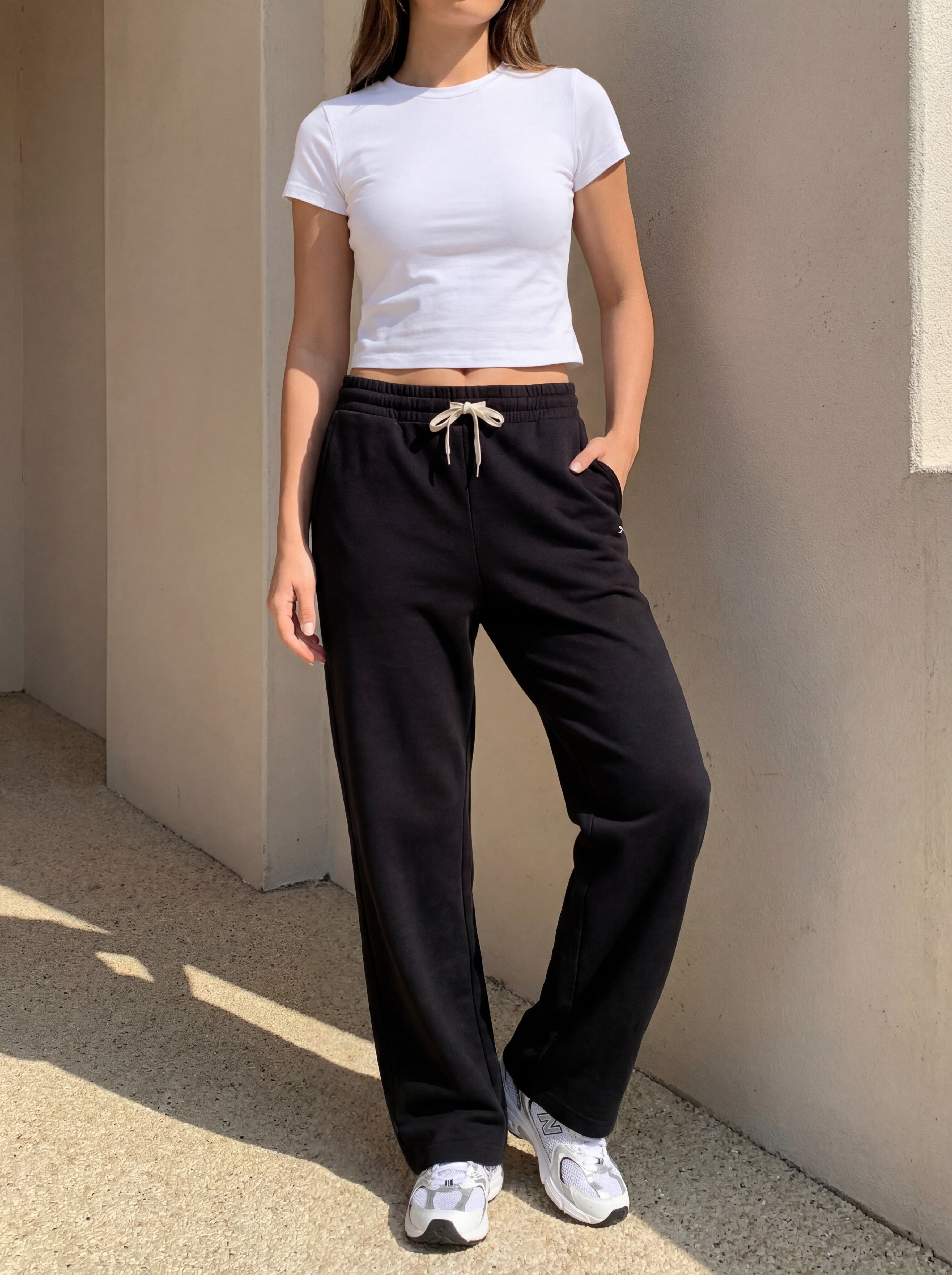 Drawstring wideleg pants