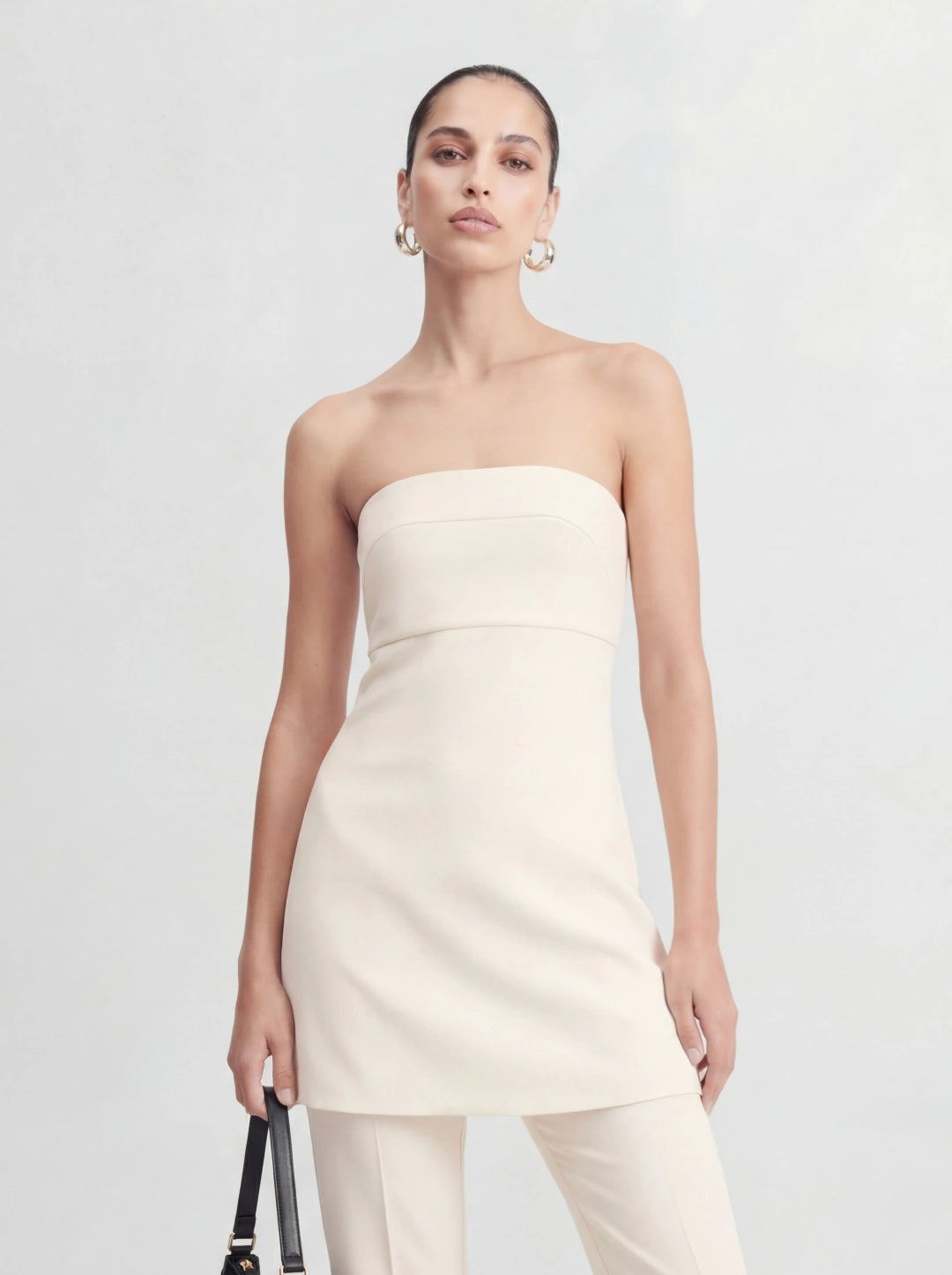 Strapless Mini Top Flare Pant Set