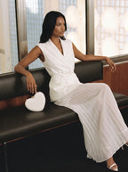 Belted Blazer Pleated Maxi Skirt Set