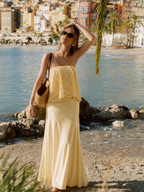 Lace Patchwork Satin Bandeau Dress