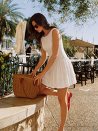 Chic Boat Neck Broderie Anglaise Dress