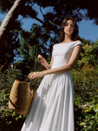 Exquisite Boat Neck Fil-Coupé Dress
