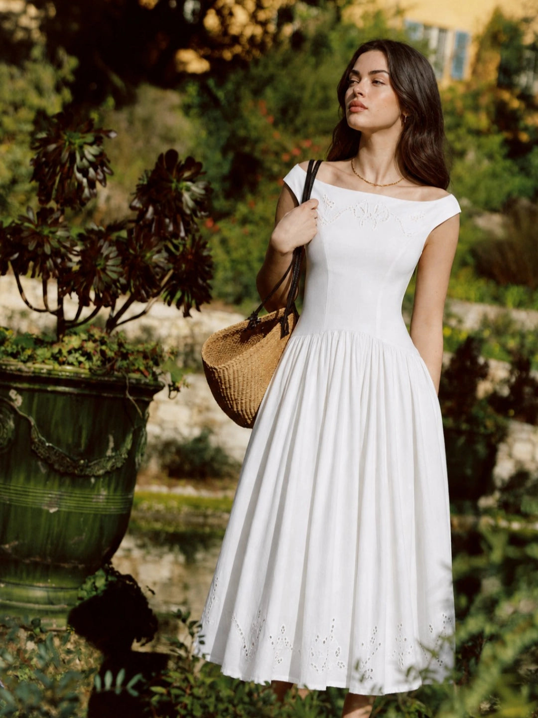 Exquisite Boat Neck Fil-Coupé Dress Main image