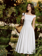 Exquisite Boat Neck Fil-Coupé Dress