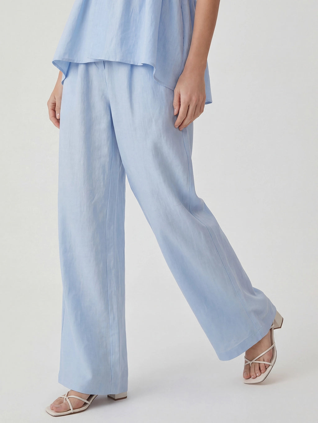 Cotton Peplum Top & Wide Leg Pants Co-ord Set