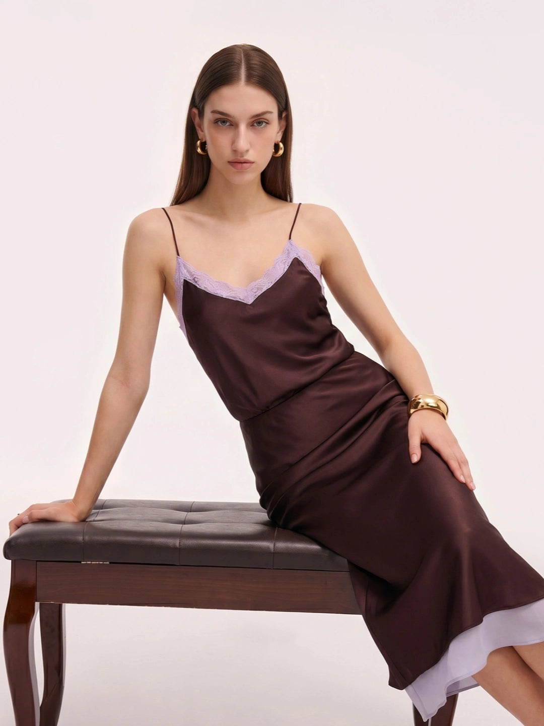 Colorblock Stain Spaghetti Strap Midi Dress Main image