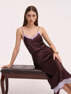 Colorblock Stain Spaghetti Strap Midi Dress