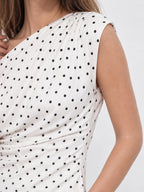 Polka Dot One Shoulder Lace Trim Top