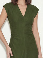 Ruched V-Neck Midi Drape Dress