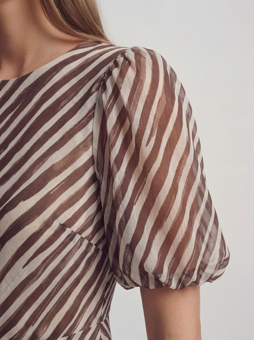 Stripe Ruffle Tiered Chiffon Maxi Dress