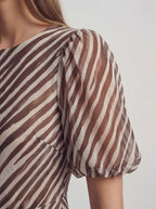 Stripe Ruffle Tiered Chiffon Maxi Dress