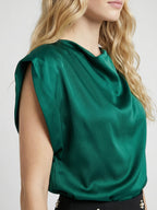 Draped Cowl Neck Loose Fit Sleeveless Mini Dress