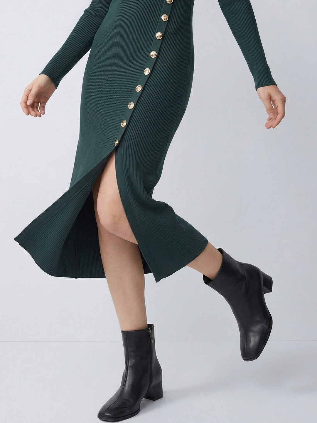 Button Knitted Sweater Dress