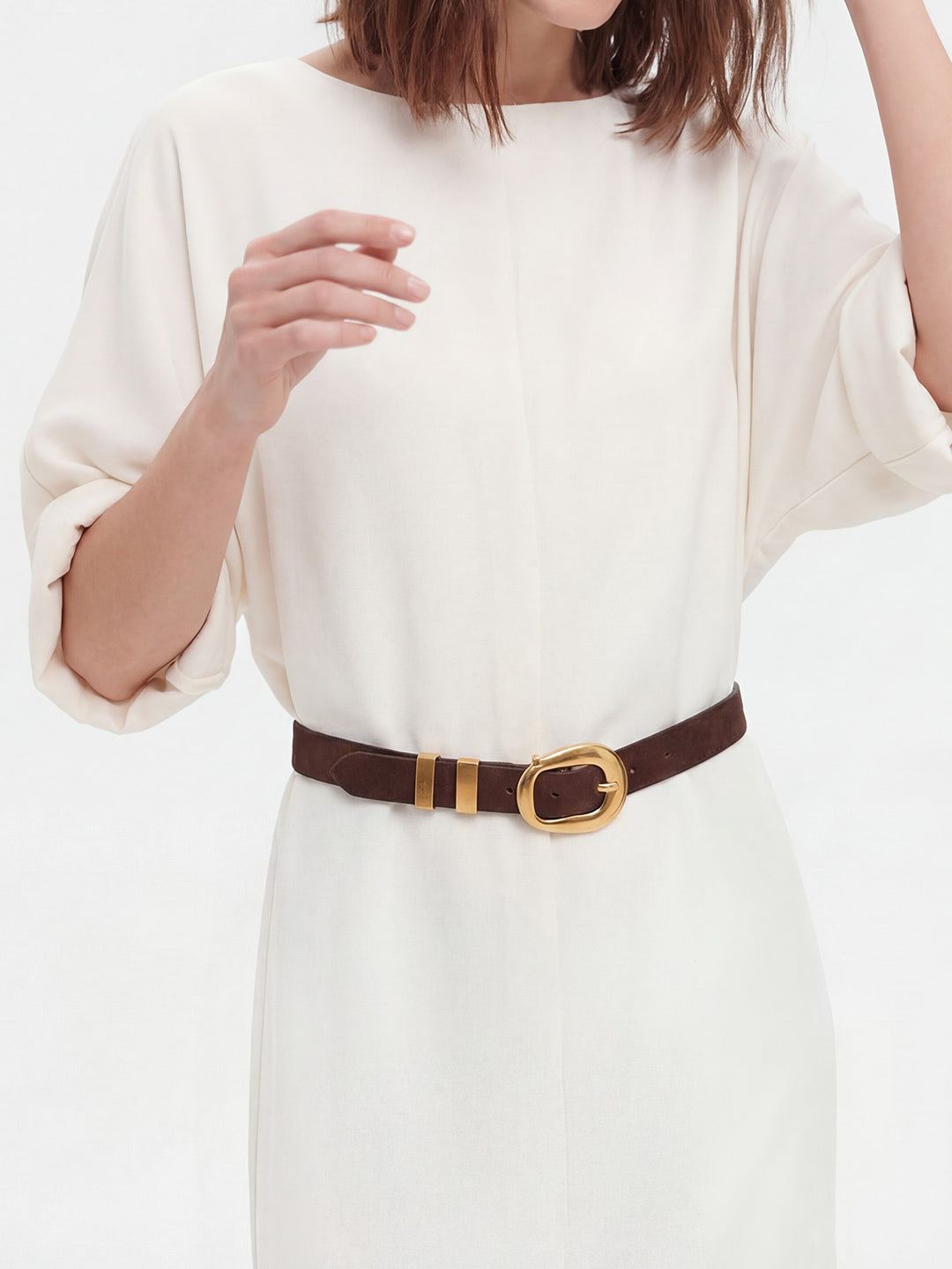 Boat Neck Linen Blend Relaxed Maxi Dress