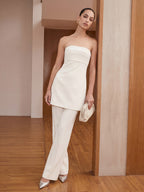Strapless Mini Top Flare Pant Set