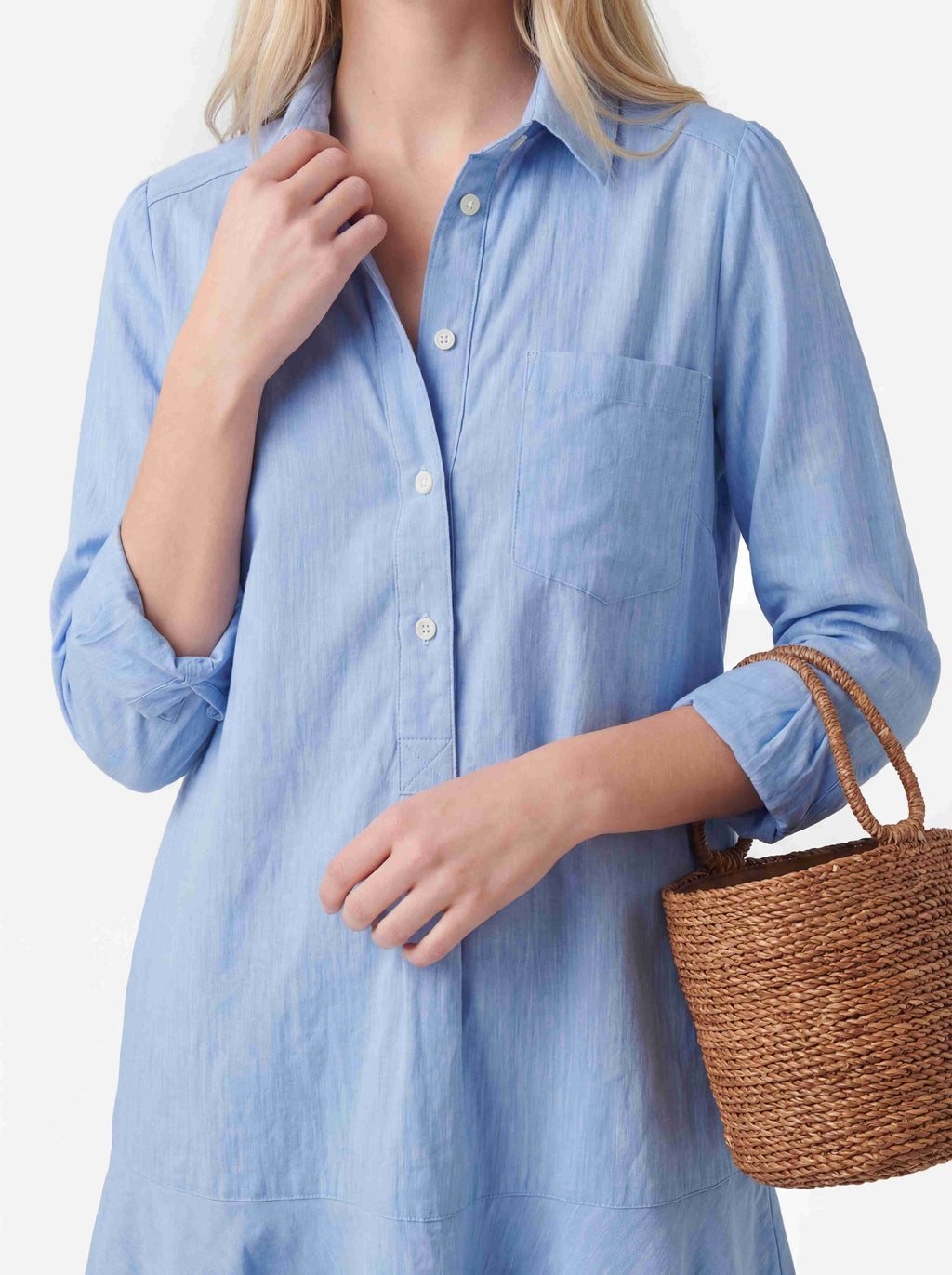 Ruffled long-sleeved shirt dress