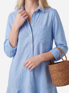 Ruffled long-sleeved shirt dress