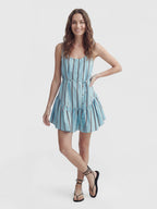 Stripe Scoop Neck Tiered Mini Dress