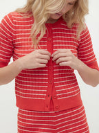 Stripe Knit Button-Front Cardigan