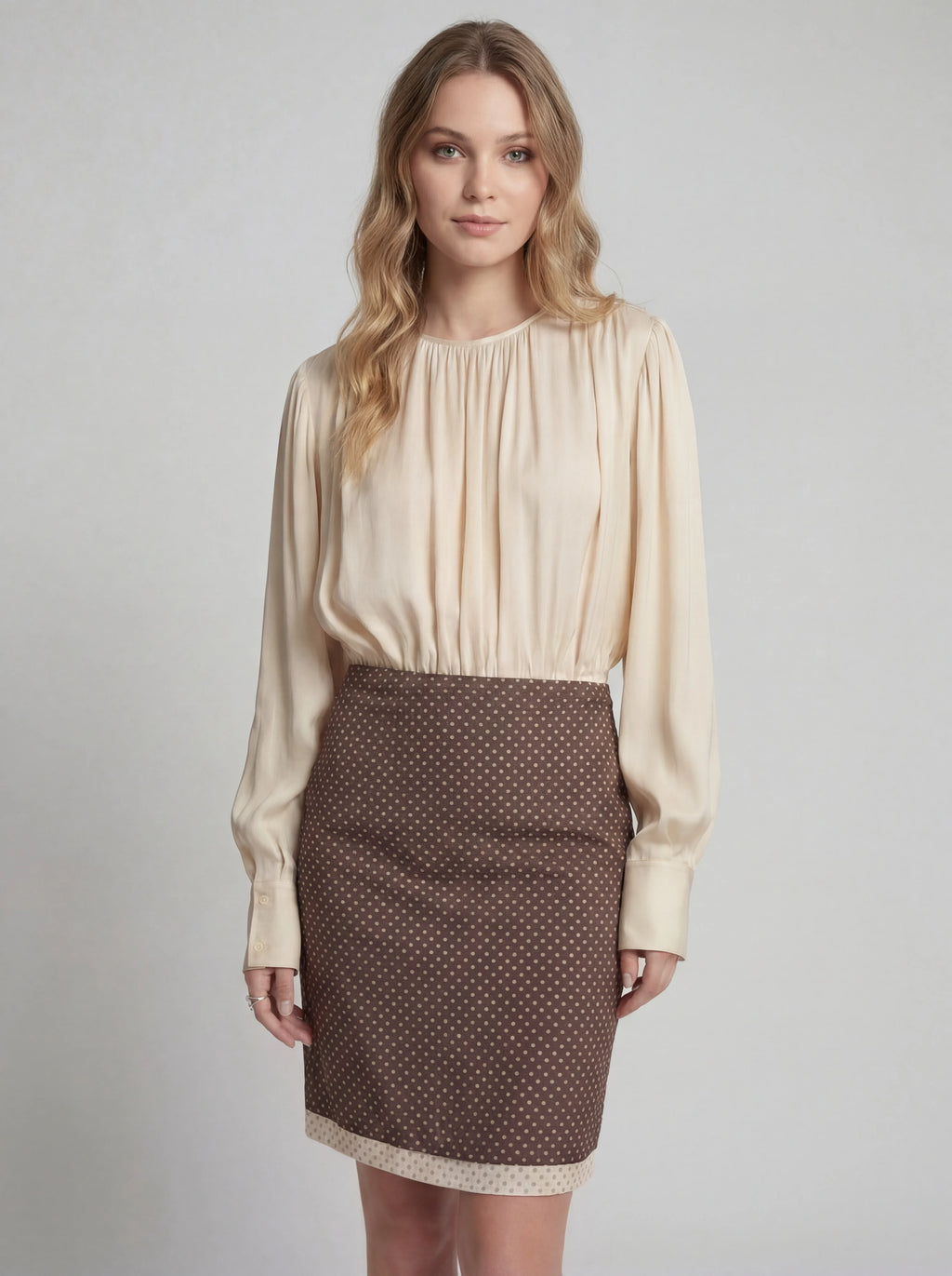Polka Dot A-Line Knee Length Slip Skirt