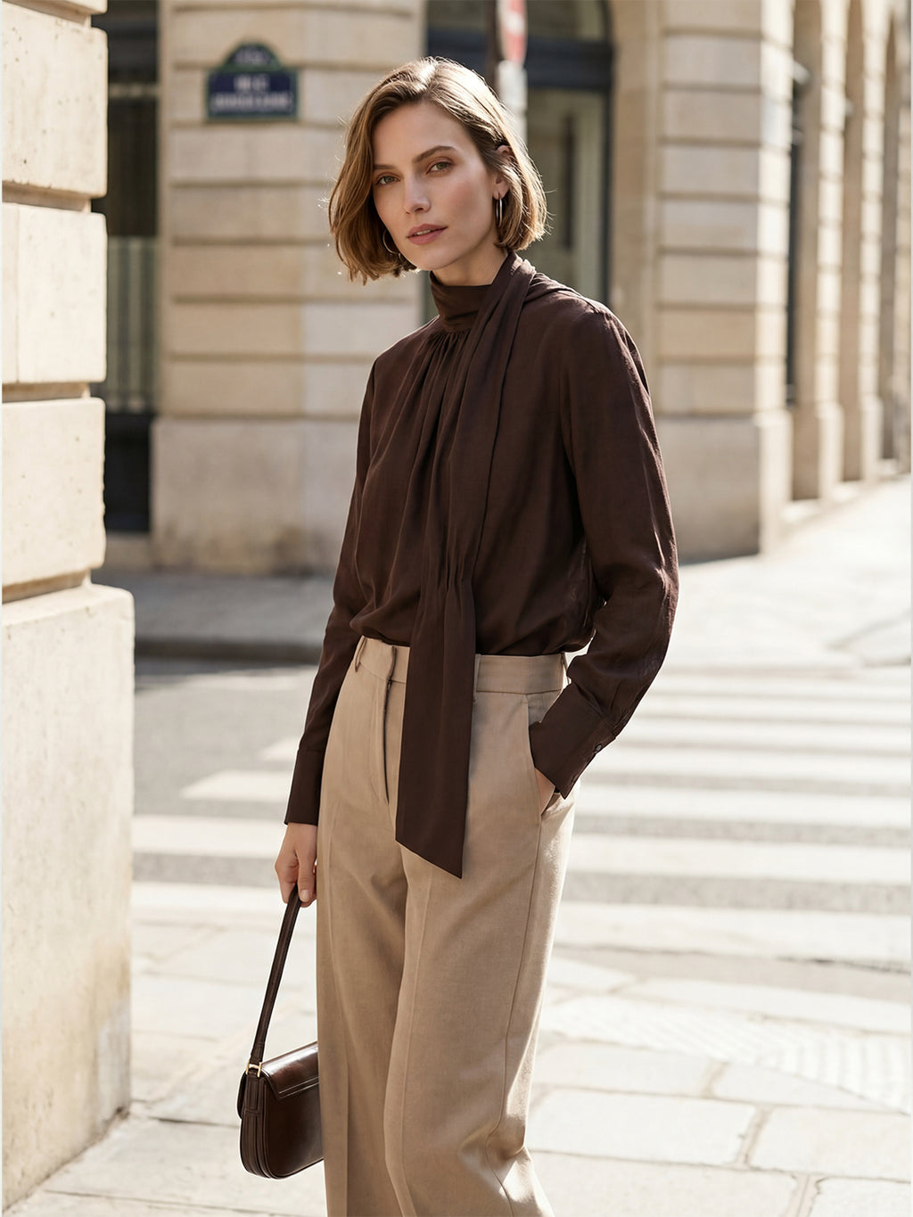 Textured blouse with foulard