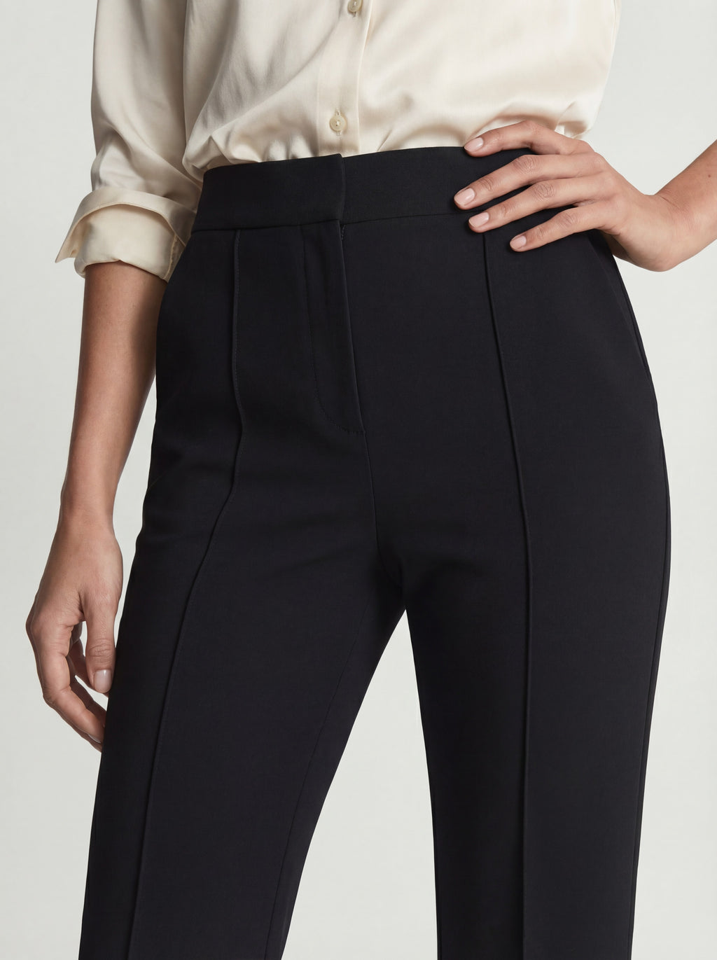High-waisted pleated straight-leg pants