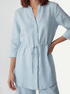 Drawstring Waist Linen Wide Pant Set