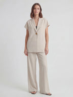 Notched Lapel Wide Leg Pant Set