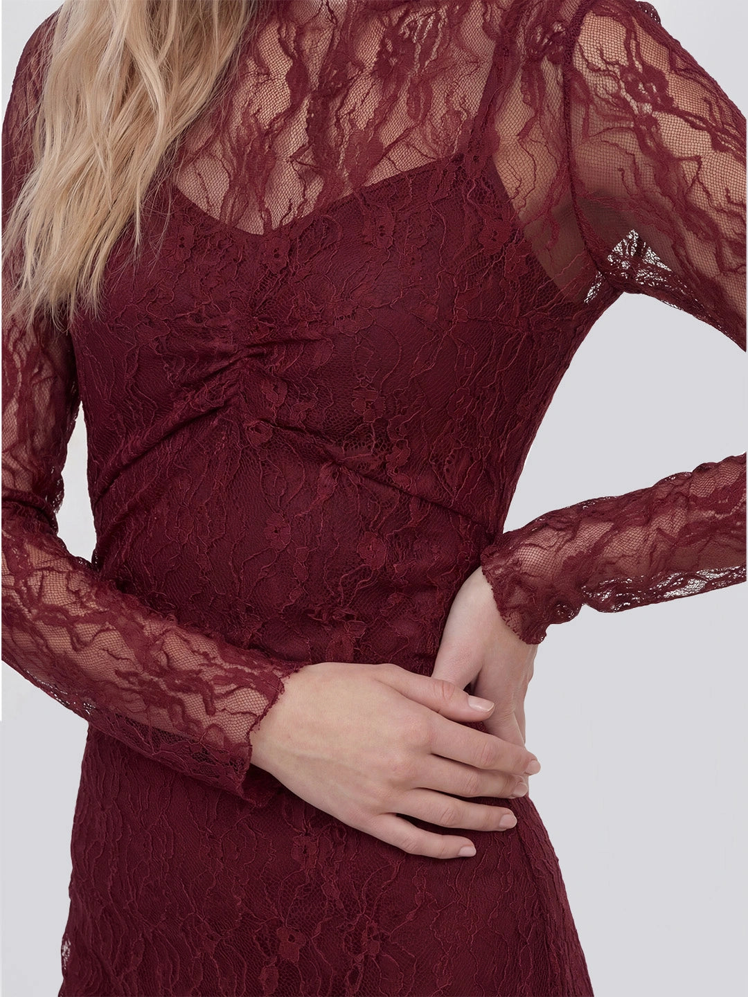 Long Sleeve Lace Midi Dress