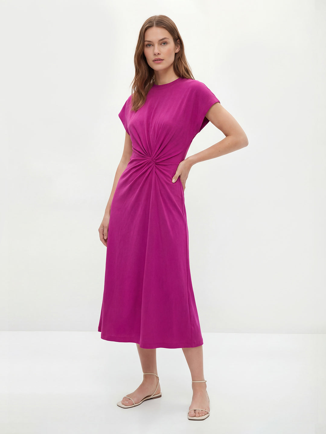 Twist Cotton Midi Dress