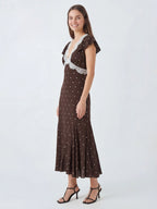 V-Neck Polka Dot Rayon Dress