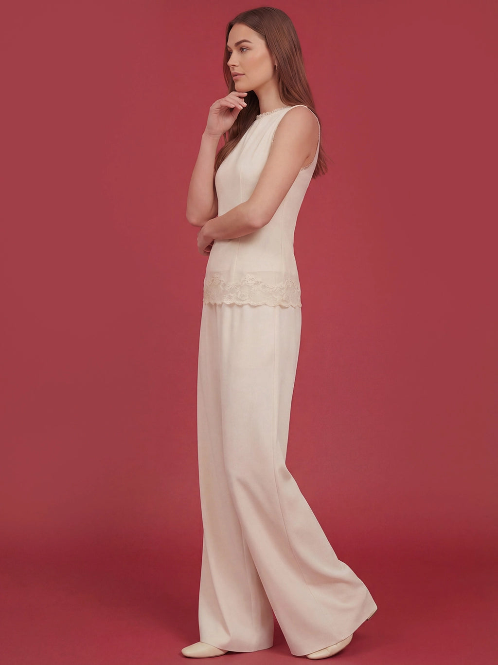 Valentine's Day Exclusive -Lace Trim Jumpsuit Set