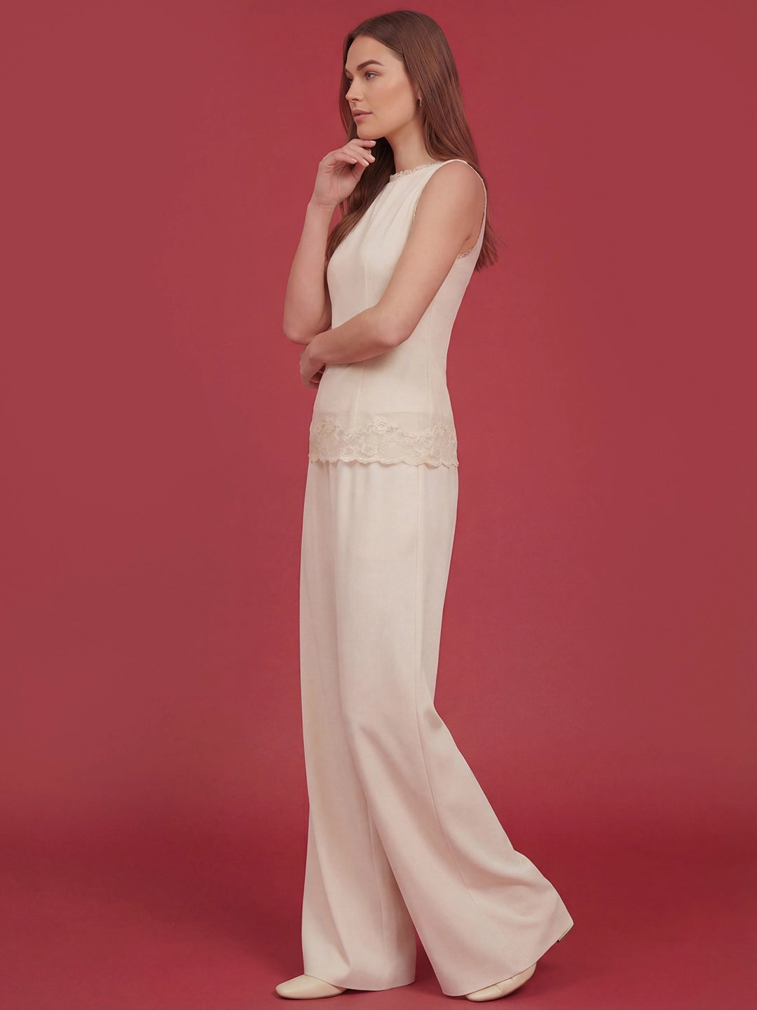 Valentine's Day Exclusive -Lace Trim Jumpsuit Set