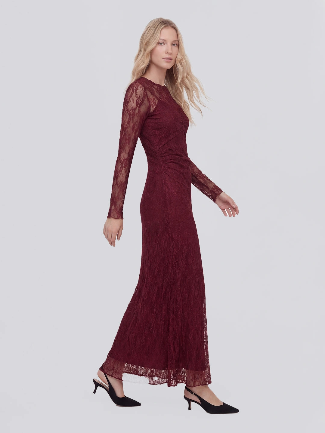 Long Sleeve Lace Midi Dress