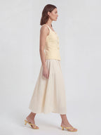 Square Neck Patchwork Midi Dress